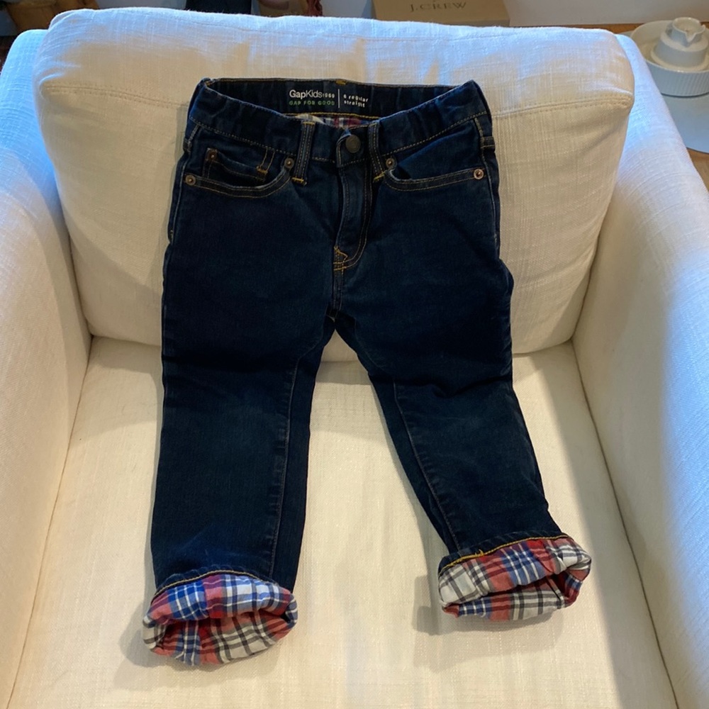 Gap kids flannel lined straight leg jeans size 6